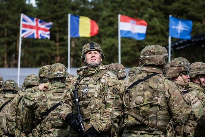 US soldiers are pictured prior the beginning of the official welcoming ceremony of NATO troops in Orzysz, Poland, on April 13, 2017