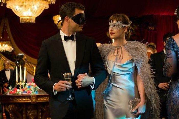 Ana and Christian in "Fifty Shades Darker"