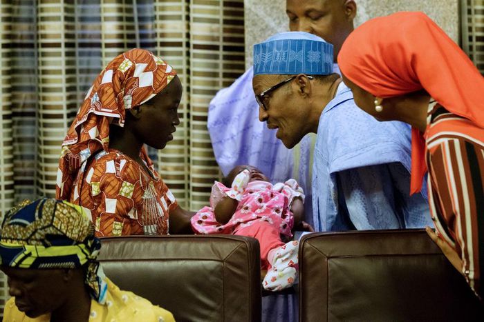 President Buhari receives Rescued Chibok Girl Amina Ali and Family in State House on 19th May 2016