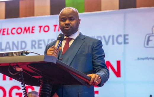 FIRS chairman, Dr Zacch Adedeji, addressing the new staff of the service on Monday, June 2, in Abuja. [FIRS/Facebook]