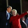 Hillary Clinton stands with Barack Obama at an election eve rally on November 7, 2016 in Philadelphia, Pennsylvania