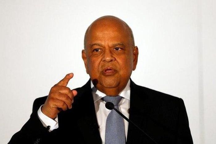 Finance Minister Pravin Gordhan gestures during his address at a business summit in Sandton, South Africa, September 13, 2016