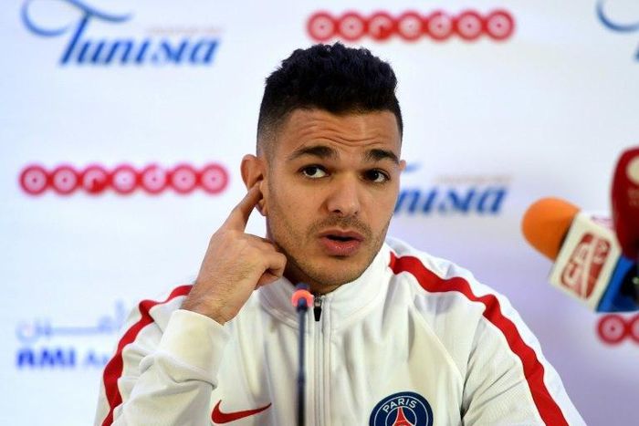 Paris Saint Germain's Hatem Ben Arfa holds a press conference in Tunis on January 3, 2017, on the eve of his friendly football match against Tunisia's Club Africain
