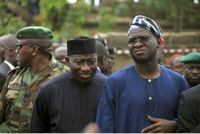 Former President Goodluck Jonathan and Minister of Power, Works and Housing, Babatunde Fashola