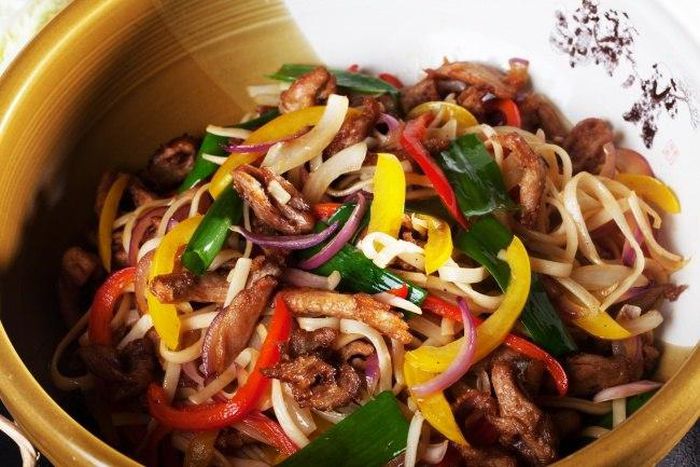 Noodles and shredded beef