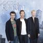 L-R: US Director Scott Derrickson, British actor Benedict Cumberbatch and British actress Tilda Swinton pose for the screening of Doctor Strange in Berlin, on October 26, 2016