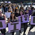 Women in Mexico City take part on October 19, 2016 in a march in solidarity for the brutal killing of a 16-year-old girl in Argentina