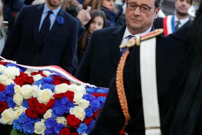 Francois Hollande at an Armistice Day event in Paris on November 11, 2016