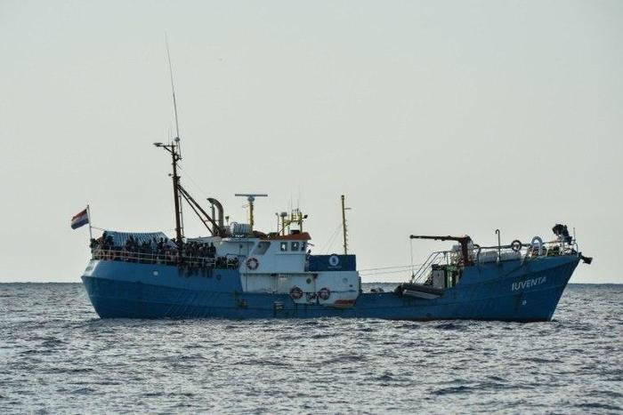 A rescue ship run by Jugend Rettet sails off the Libyan coast during a rescue mission in the Mediterranean sea, on November 4, 2016
