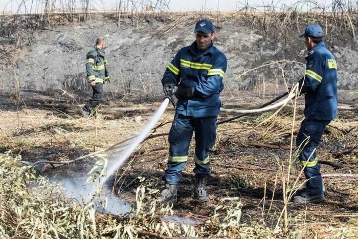 Cypriot and Israeli firefighters help extinguish a fire near the northern Israeli city of Hadera, on November 27, 2016, following a wildfire