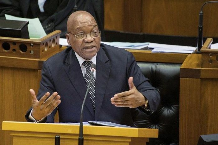 South African President Jacob Zuma answers questions at the Parliament in Cape Town on September 13, 2016