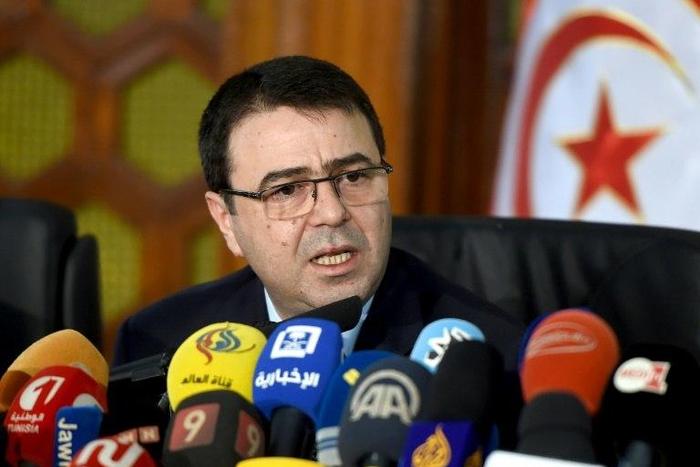 Tunisian Interior Minister Hedi Majdoub speaks during a press conference on December 19, 2016 in Tunis following the assassination of Mohamed Zouari
