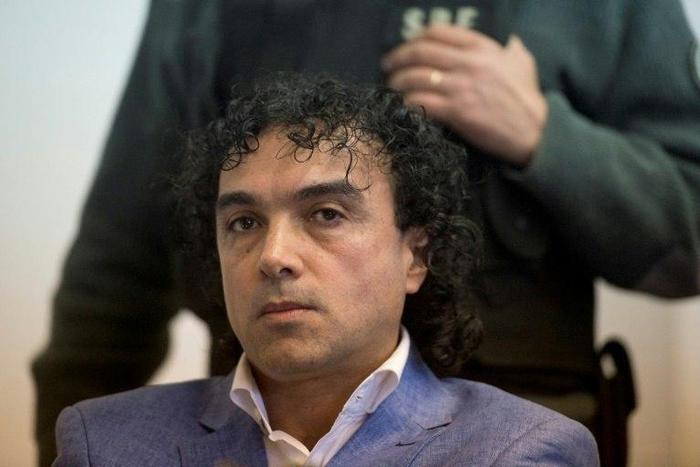 Colombian drug trafficker Henry Jesus Lopez Londono attends an extradition trial in Buenos Aires on May 17, 2016