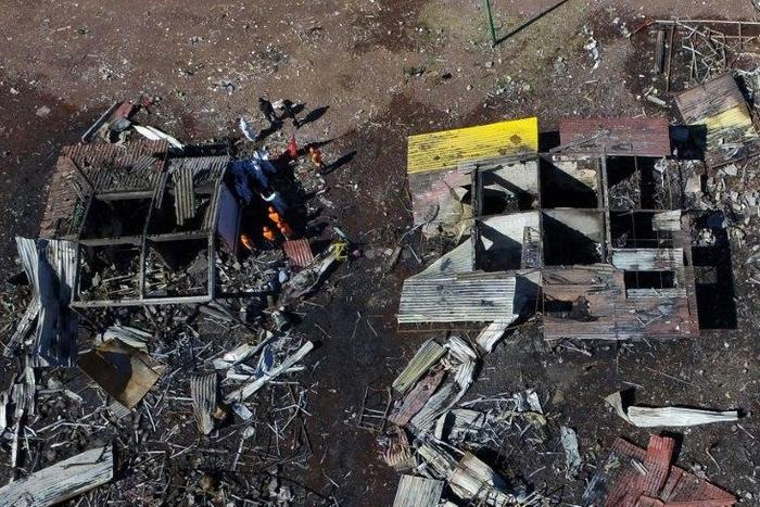 Aerial view of Mexico's biggest fireworks market in Tultepec, outside Mexico City, after a massive explosion killed at least 26 at the scene and now 10 at hospitals