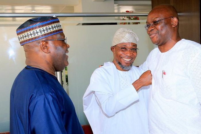 Former Vice President, Atiku Abubakar, Ekiti State Governor, Ayo Fayose and Osun State Governor, Rauf Aregbesola