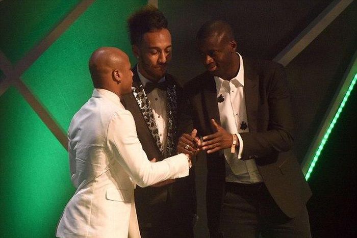 Andre Ayew, Pierre-Emerick Aubameyang and Yaya Toure at the Glo-CAF Awards