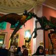 Visitors look at Belgian artist Jan Fabre's work "Fidelity and the repetition of death" during the exhibition "Knight of Despair Warrior of Beauty" at the Hermitage museum
