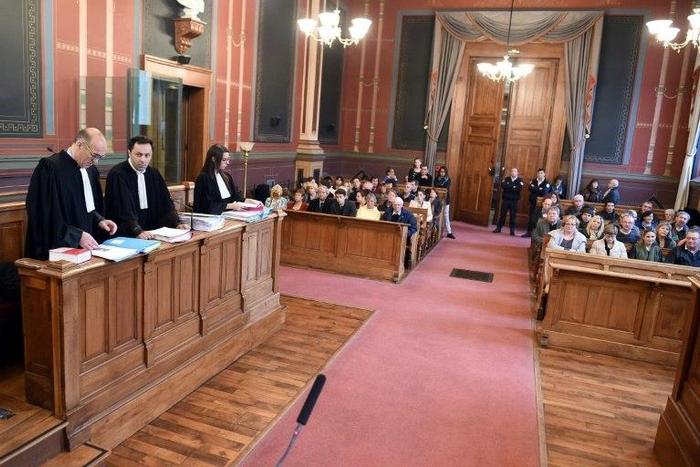Lawyers prepare prior to the opening of the trial of Mahi Mahaboubi, judged for the rape and murder of Violet Price, an english 80 years old woman who was living in Moustier, southwestern France, on November 16, 2016 in Agen