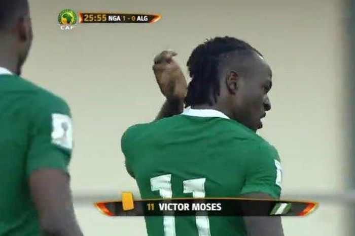 Victor Moses was booked after scoring the opener