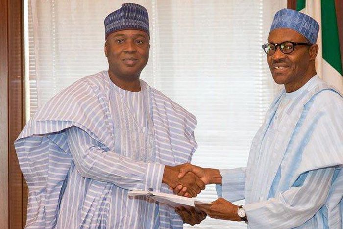 Senate President, Bukola Saraki and President Muhammadu Buhari