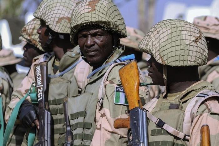 Nigerian Army soldiers stand as part of preparations for deployment to Mali, at the Nigerian Army peacekeeping centre in Jaji, near Kaduna January 17, 2013.  REUTERS/Afolabi Sotunde