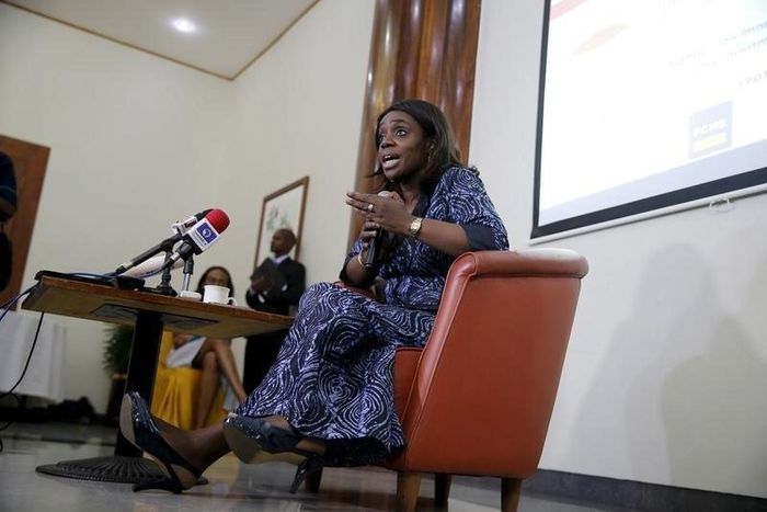 Nigeria's Finance Minister Kemi Adeosun speaks at a news conference in Lagos, Nigeria.