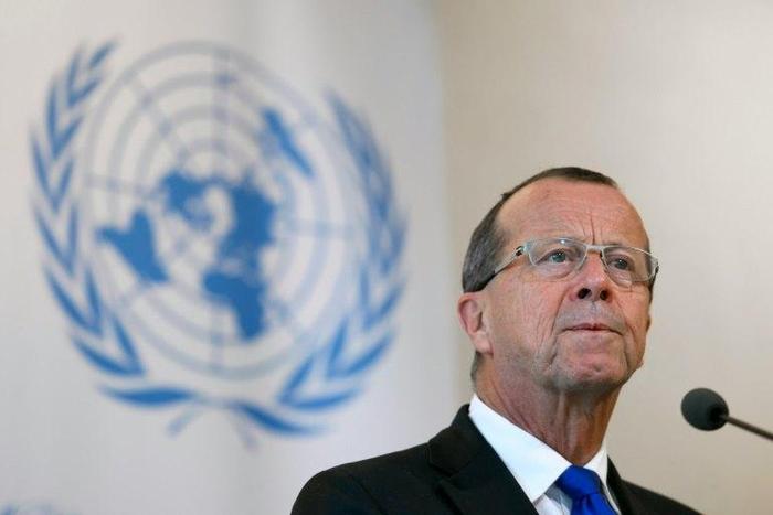 UN special envoy to Libya Martin Kobler gives a press briefing after an update on the human rights situation in Libya, before the UN Human Rights Council on September 27, 2016, in Geneva