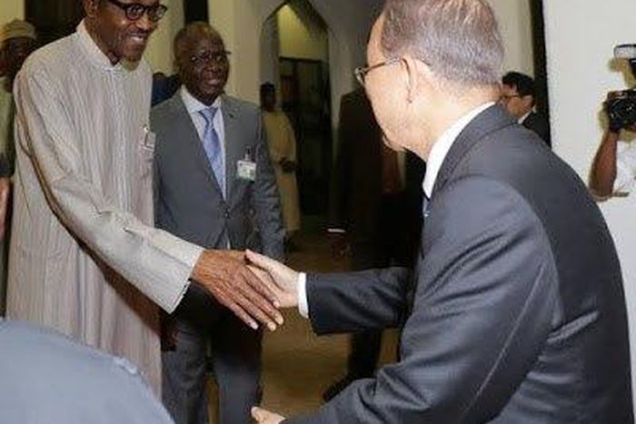 President Muhammadu Buhari hosts UN Secretary-General, Ban Ki-Moon to state dinner on August 24, 2015