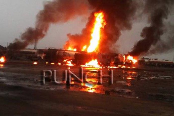 Tankers burning in the area