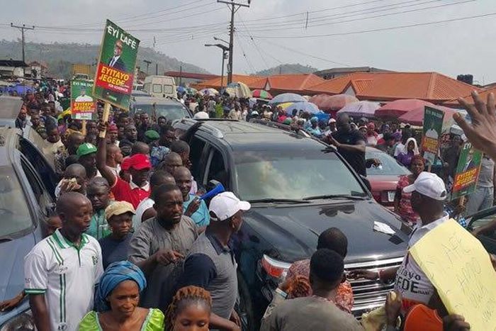 Protesters at INEC office in Ondo state