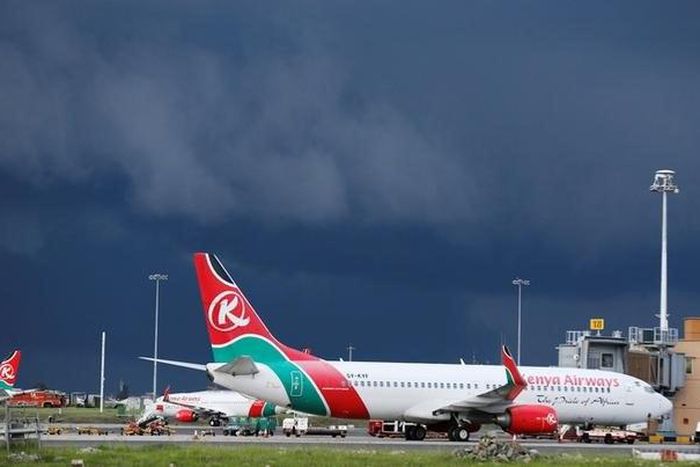 Kenya Airways planes are seen parked at the Jomo Kenyatta International airport near Kenya's capital Nairobi