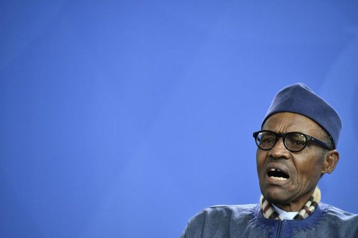 Nigeria's President Muhammadu Buhari gives a press conference in Berlin on October 14, 2016
