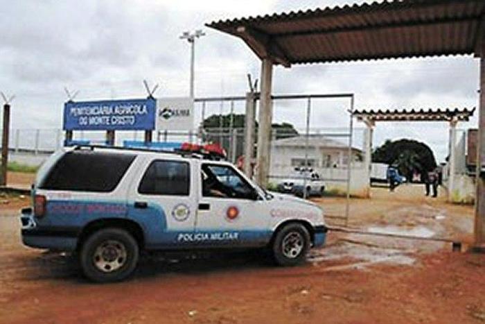 Undated file picture released by the Secretaria de Justica e Cidadania (SEJUC) of the northern Brazilian state of Roraima shows the entrance gate to the Agrícola de Monte Cristo Penitentiary