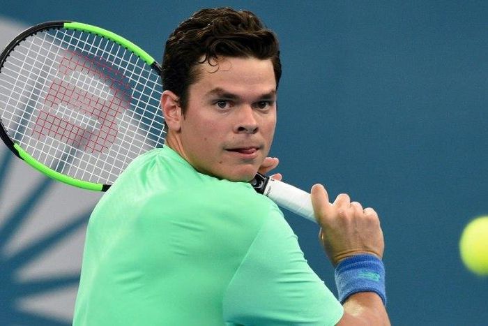 Canada's Milos Raonic in action against Diego Schwartzman of Argentina at the Brisbane International on January 5, 2017