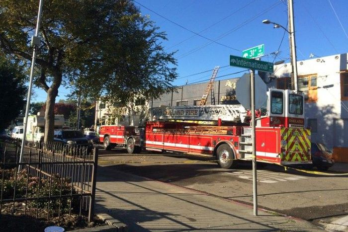 Firefighters said the two-storey warehouse in Oakland seemed to have no sprinklers or smoke detectors