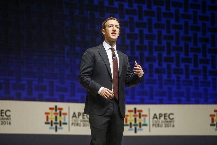 Facebook CEO and chairman Mark Zuckerberg speaking during a session of the APEC CEO Summit, part of the broader Asia-Pacific Economic Cooperation (APEC) Summit in Lima