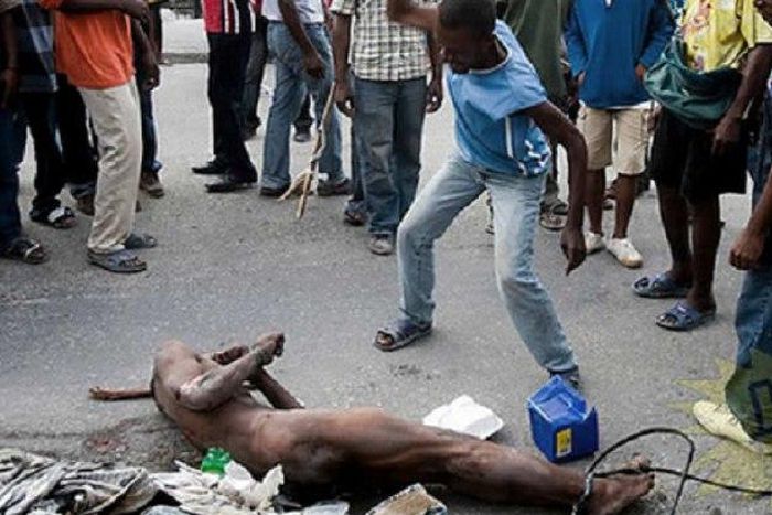 A thief getting the jungle justice