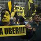 Taxi drivers demonstrate against US multinational online transportation network company Uber, in Buenos Aires on June 09, 2016