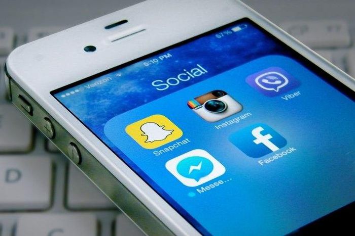 Social media icons on a phone