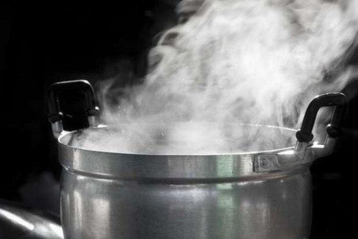 A pot of boiling water