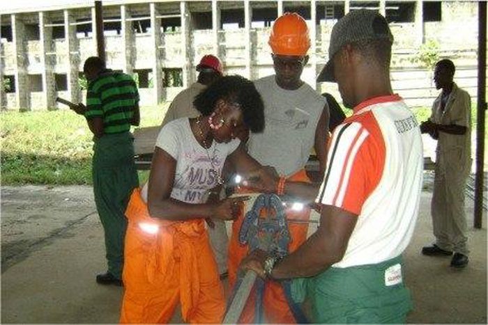 Youth learning a skill (Illustration). 