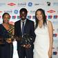 From left: Greg Beitchman, VP, Content Sales and Partnerships, CNN International; Asha Ahmed Mwilu and Rashid Idi, overall 2016 CNN MultiChoice African Journalist Awards recipients; and Yolisa Phahle, CEO of M-Net at the award ceremony in South Africa,...