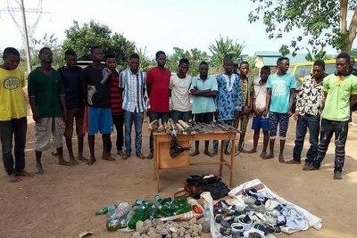 The suspects apprehended by the police