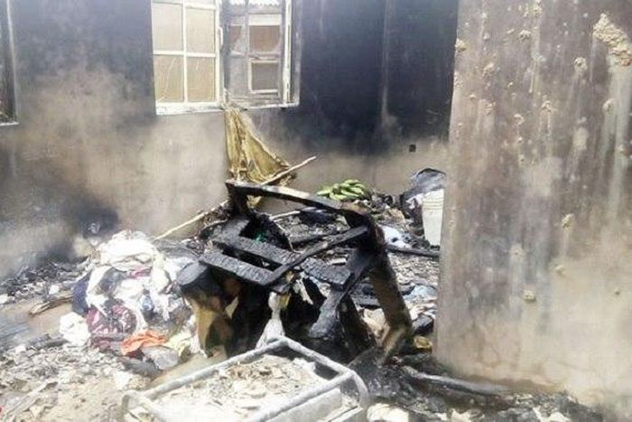 The scene of the tragic fire disaster