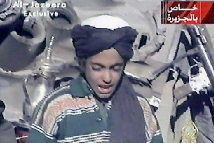 Hamza bin Laden, the youngest son of Al-Qaeda founder Osama bin Laden, recites a poem in this frame grab taken from the Qatar based al-Jazeera satellite news channel on November 7, 2001