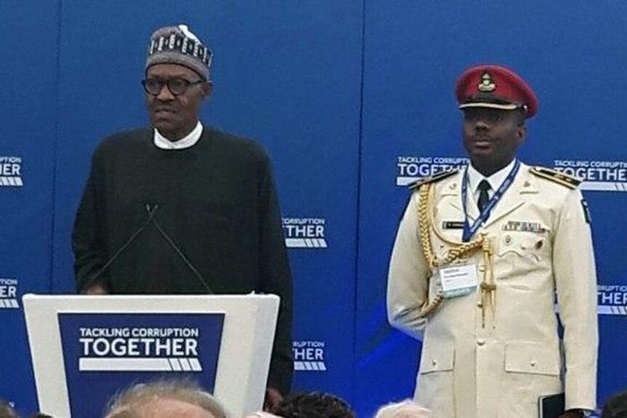 President Muhammadu Buhari speaks at the Commonwealth Tackling Corruption Together Conference in the United Kingdom on May 11, 2016.