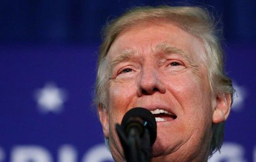 Republican presidential nominee Donald Trump speaks during a campaign rally in Leesburg