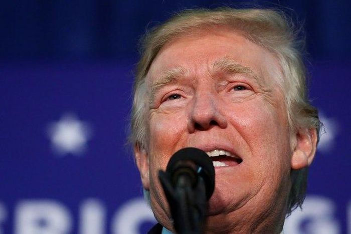 Republican presidential nominee Donald Trump speaks during a campaign rally in Leesburg
