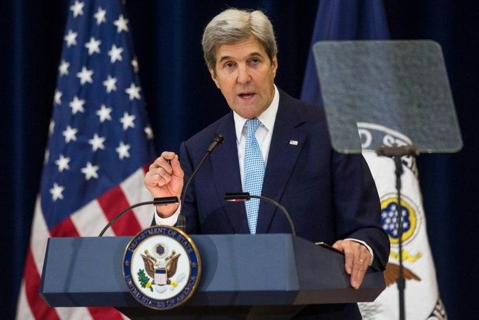 U.S. Secretary of State John Kerry delivers a speech on Middle East peace at the US Department of State on December 28, 2016
