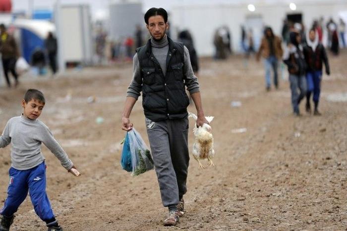 A displaced Iraqi man pictured at the Khazir camp, located between Arbil and Mosul, on December 1, 2016